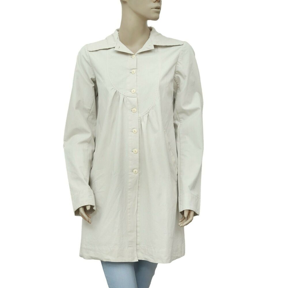 Ewa I Walla Peasant Lagenlook Solid Buttondown Tunic Shirt Top Cotton M 267205